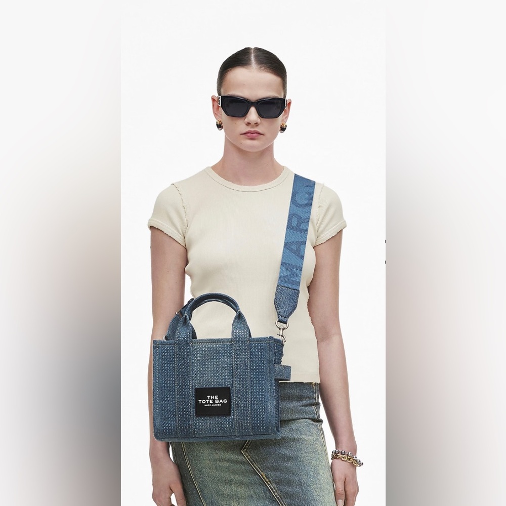 MARC JACOBS THE CRISTAL DEMIN SMALL TOTE BAG